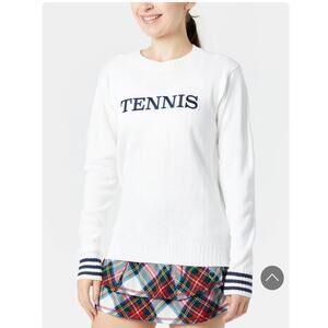 The Bubble NWT Tennis Embroidered Sweater XS Tenniscore Preppy Sporty Chic